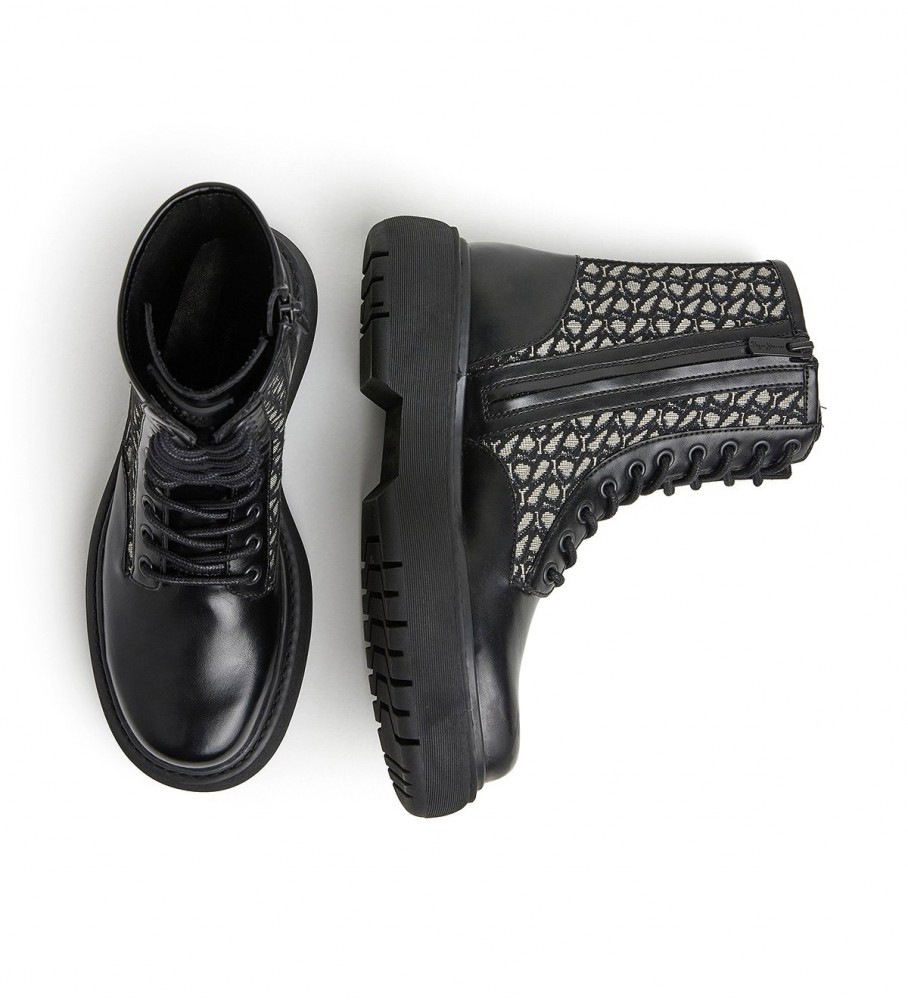 Botas de cano curto Pepe Jeans Yoko pretas em jacquard
