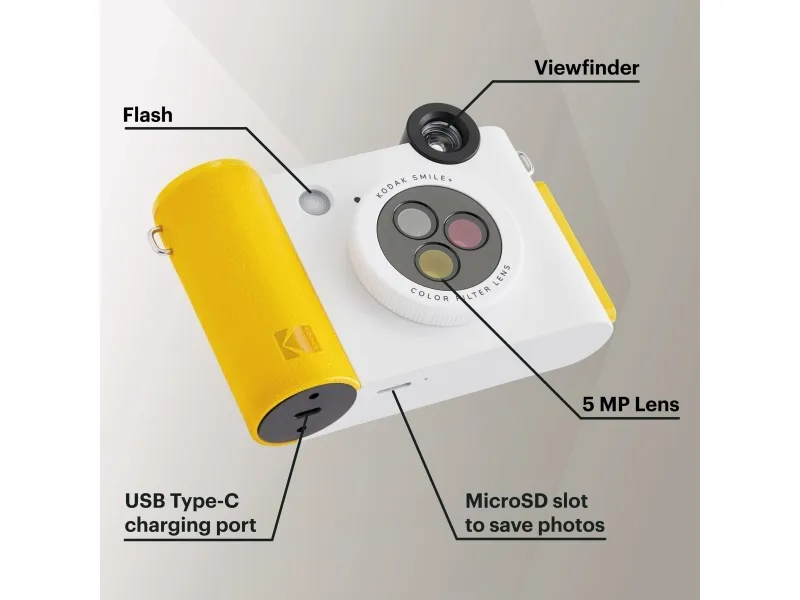 Kodak Kodak Smile  2-i-1 digitalkamera 5mp / Instant   Zink Bluetooth-telefonprinter - hvid