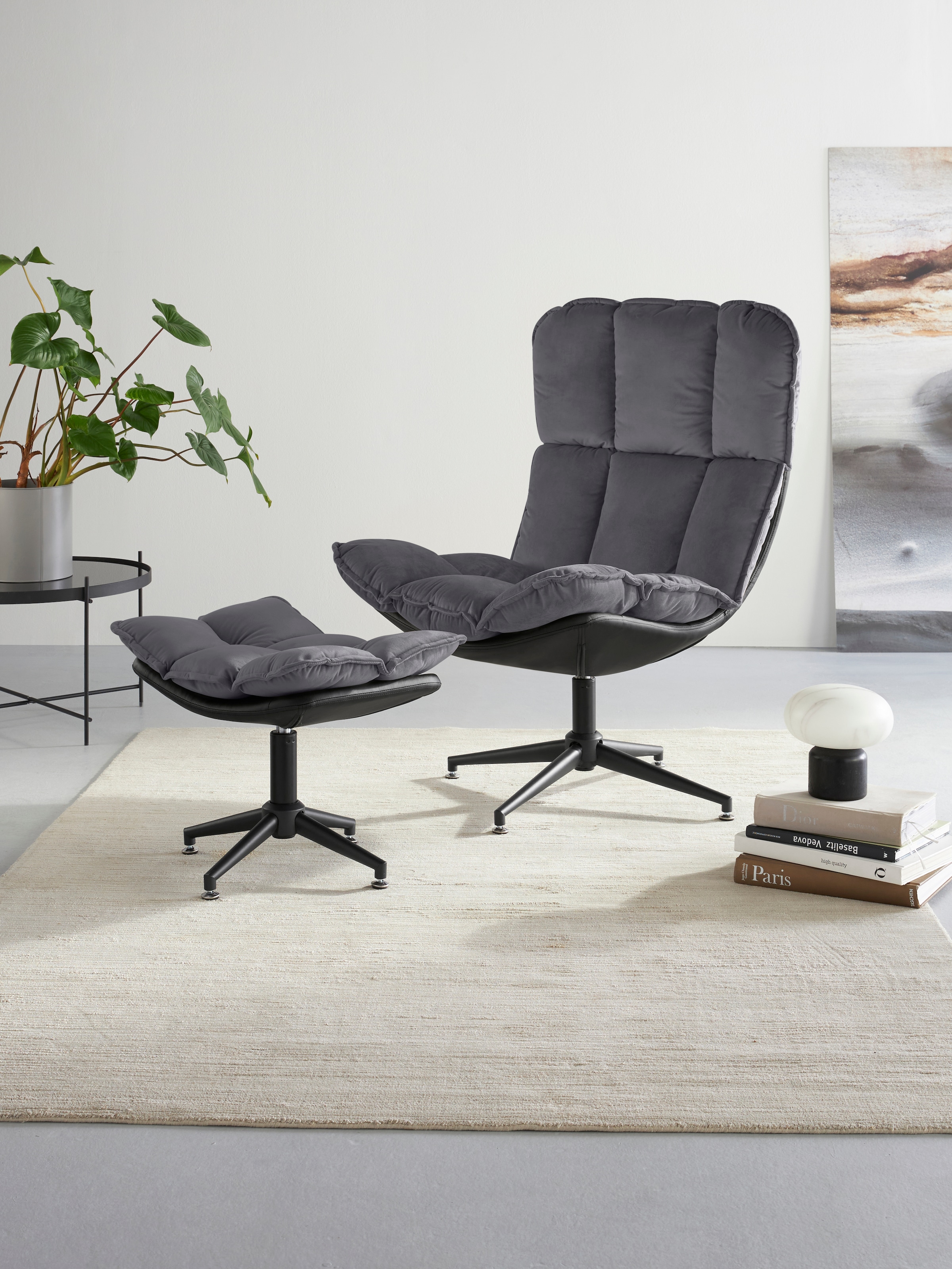 Home affaire Drehsessel »Seet, Polstersessel mit Hocker,« 2 Stk. tlg. 360° drehbar, Relaxsessel inkl. Hocker