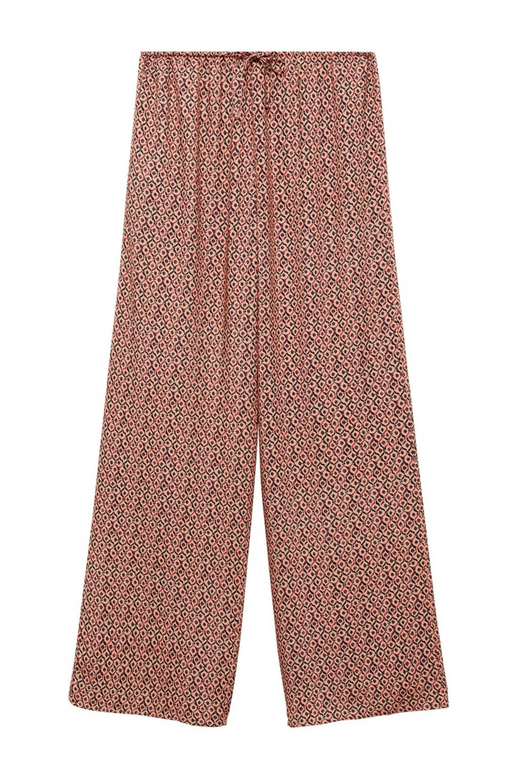 MANGO TEEN broek met all over print lichtoranje/zwart