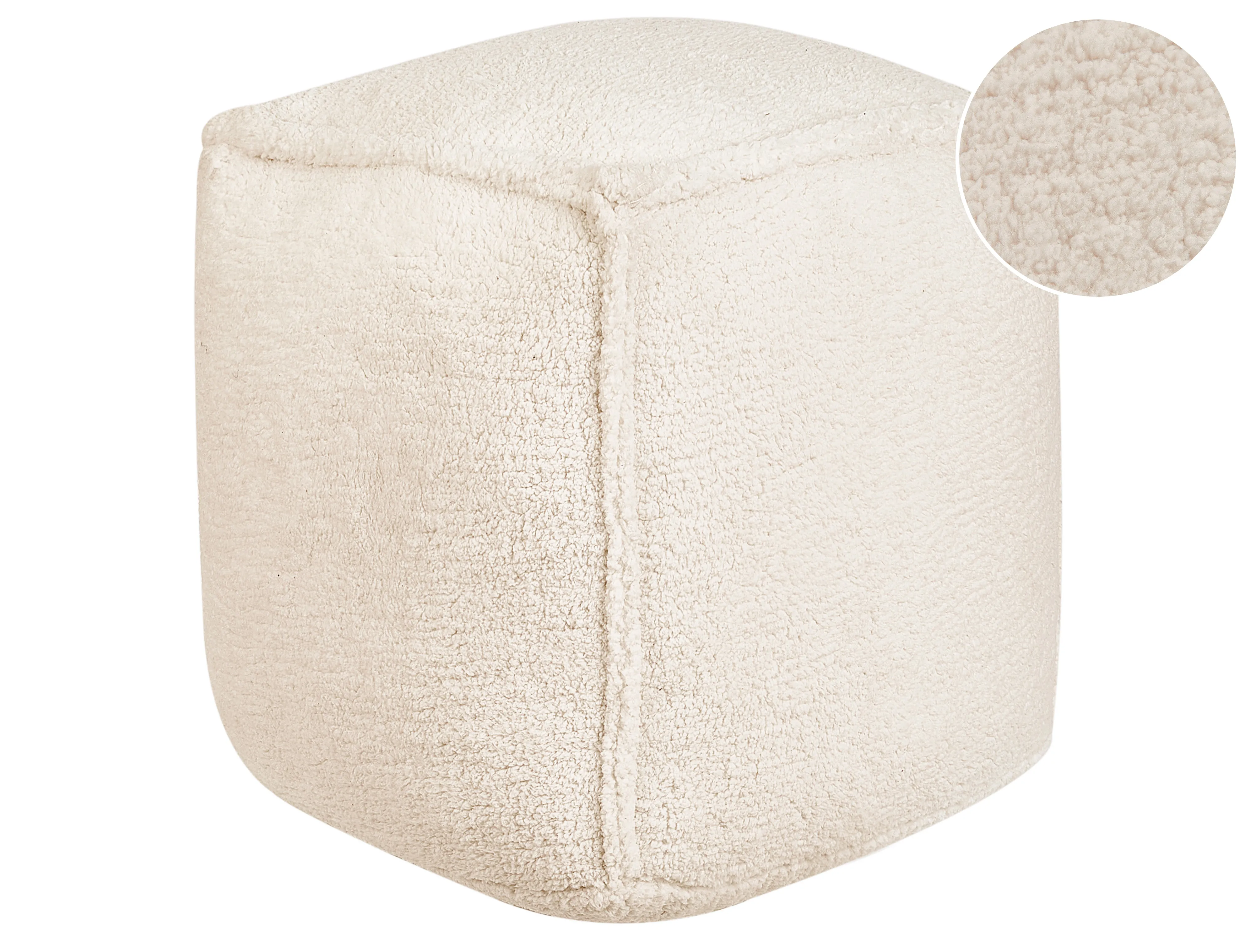 Poef ALIPUR Bouclé Lichtbeige