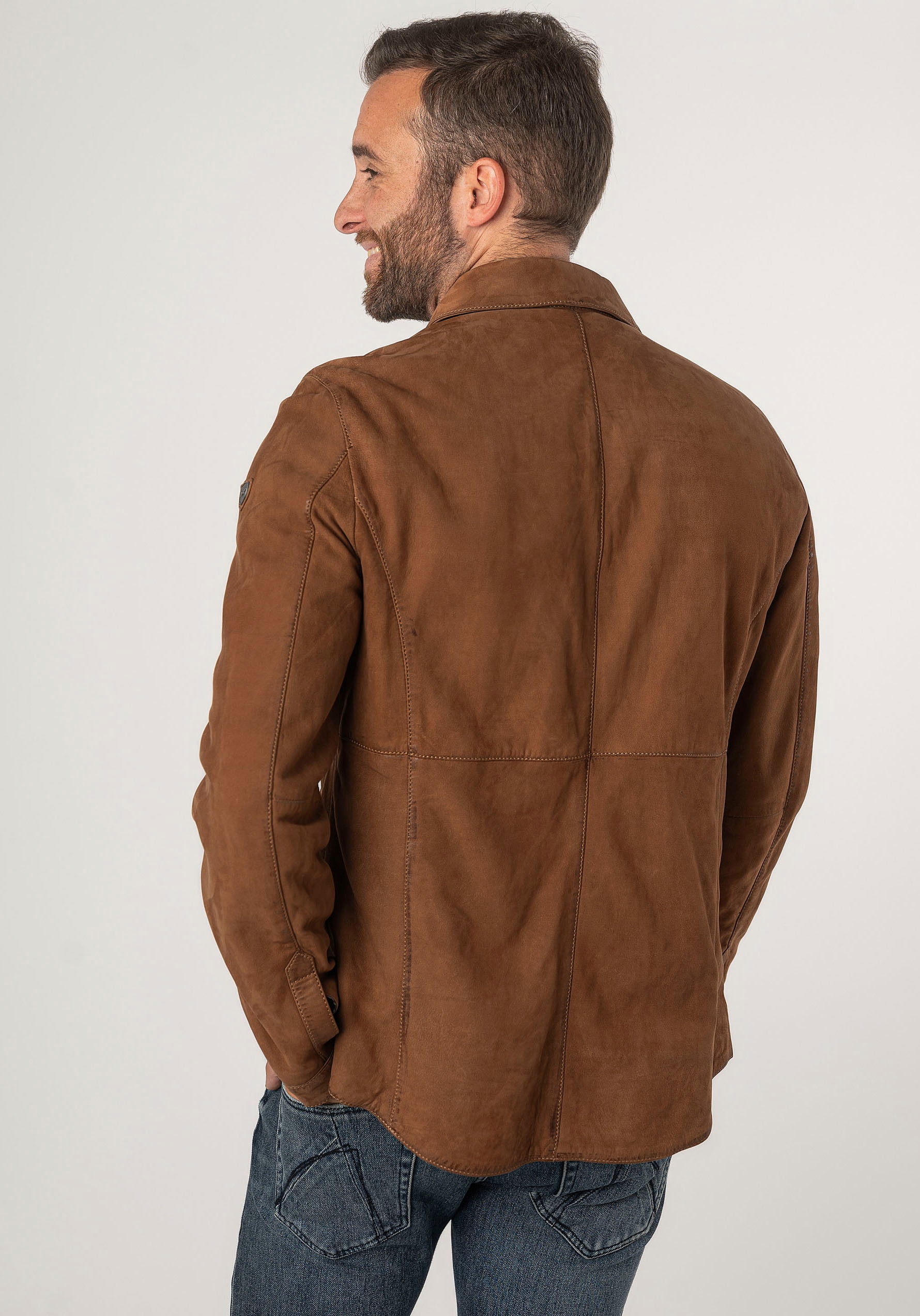 Mauritius Lederjacke »MMJemmo« mit Hemdblusenkragen, Knopfleiste