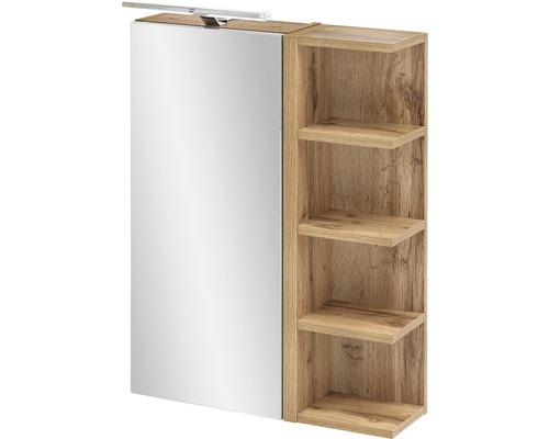 Spiegelkast van Möbelpartner Matteo, 50 x 16 x 76 cm, eiken natuur, 1-deurs, LED