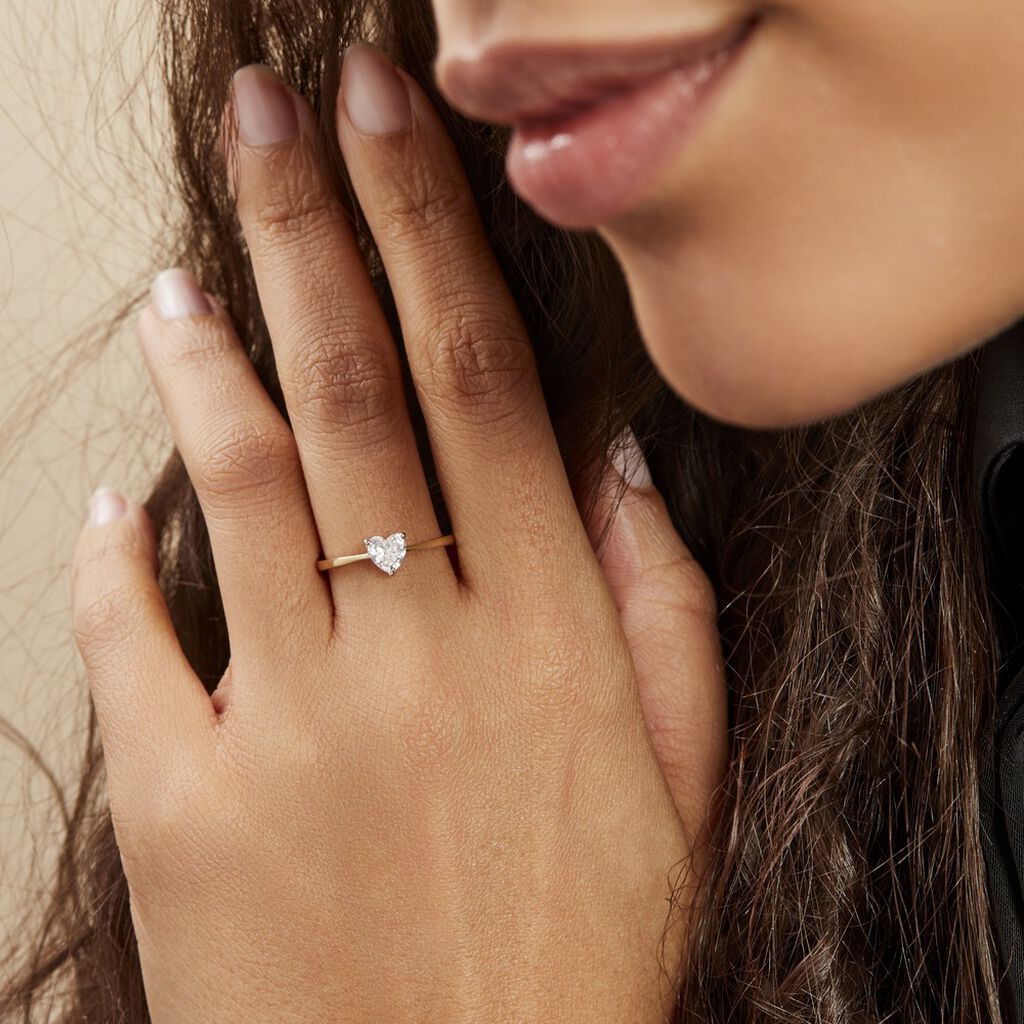 Bague Solitaire Or Jaune Idelle Oxyde De Zirconium