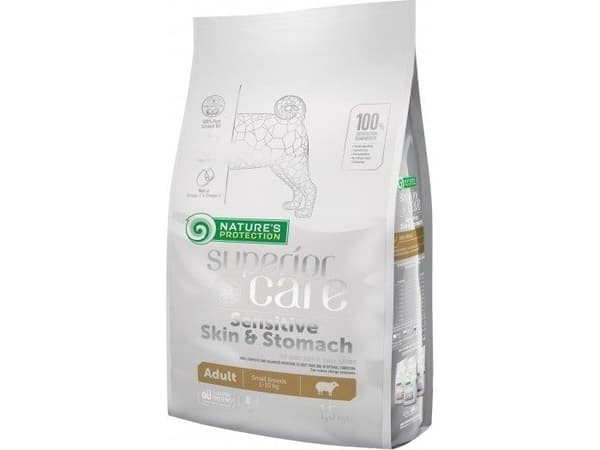 Nature's Protection Superior Care Sensitiv hud og mage med lam Voksne små raser 1,5 kg, tørrfôr for voksne små hunder med sensitiv hud og fordøyelses