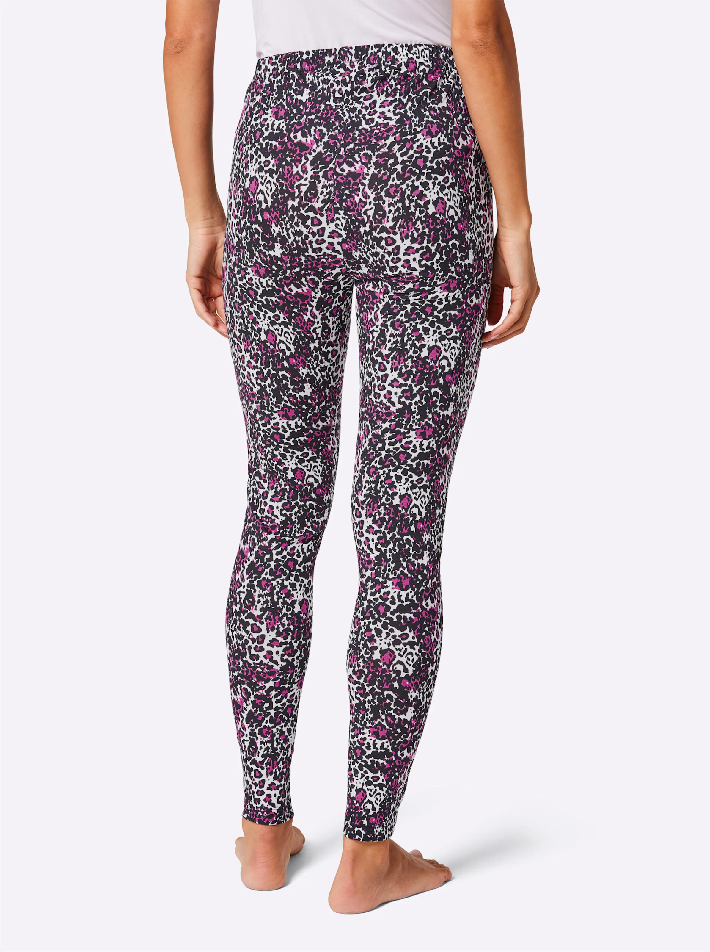 feel good Leggings in magenta-schwarz-bedruckt