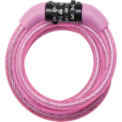 Câble antivol s'enroulant - à combinaison - 1.2 m x 8 mm - coloris pastels