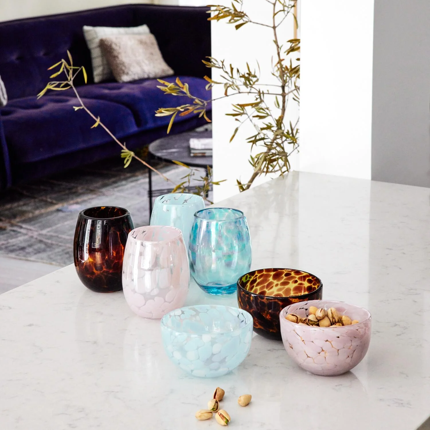 Bahne Interior  Vandglas - Clear/White + Light Blue