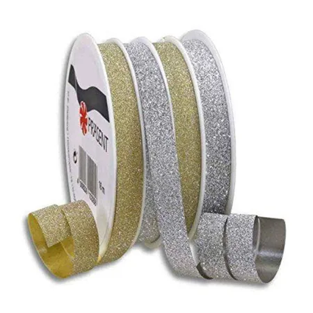 Pattberg 1594-099 Geschenkband Multispule Glitter gold uns silber, 10mm x 16m