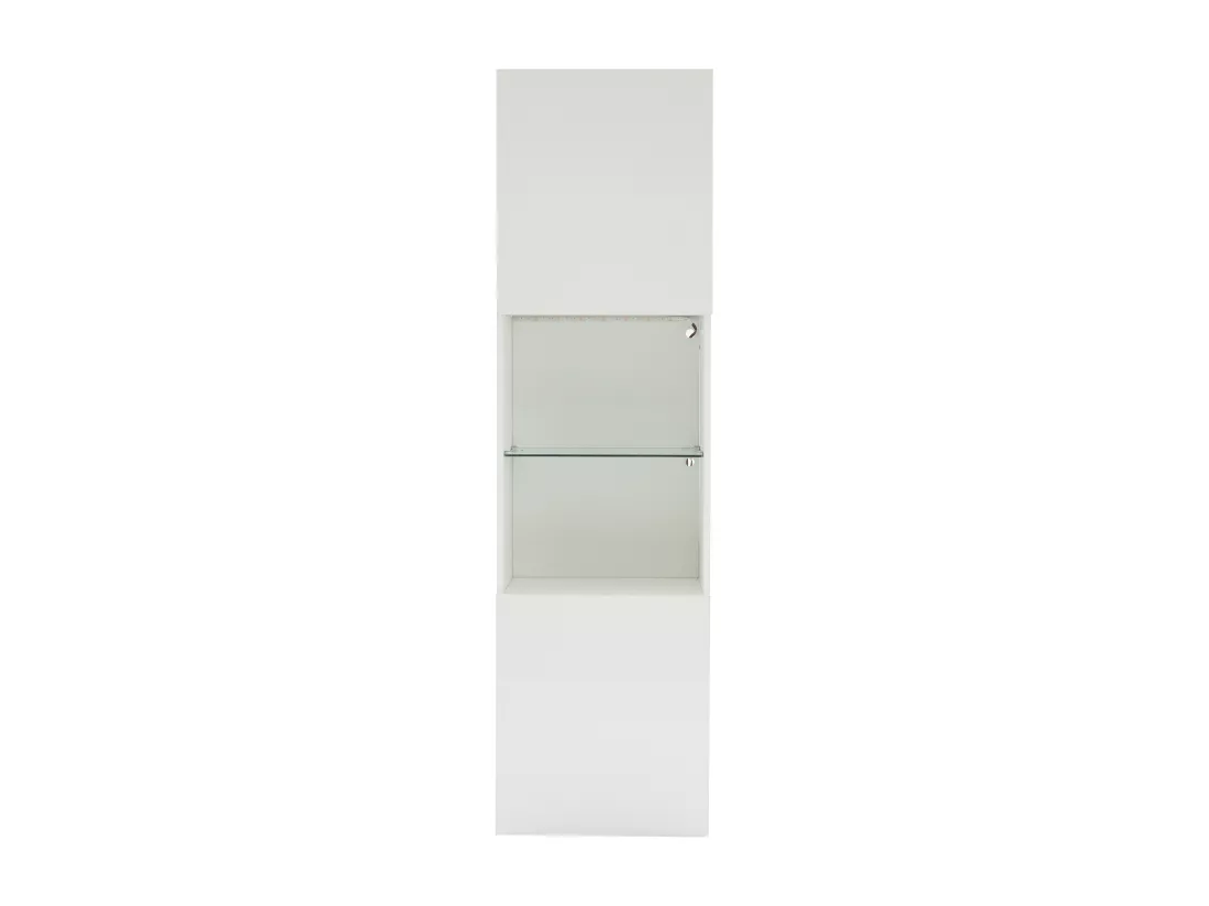 Vitrine 45x35x160cm - avec 2 ports - avec éclairage LED - 1 étagère en verre - blanc