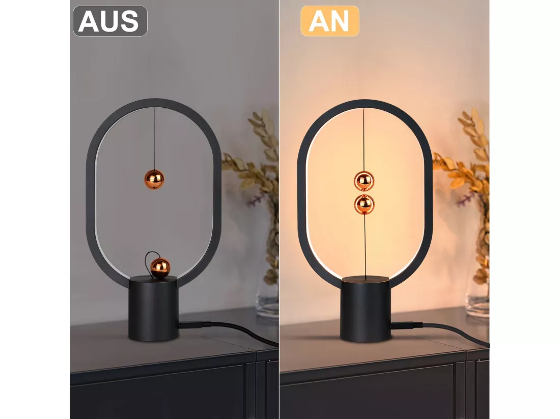 NETTLIFE Lampe de chevet LED noire Lampe de table : Lampe de table Petite lampe magnétique décorative avec USB
