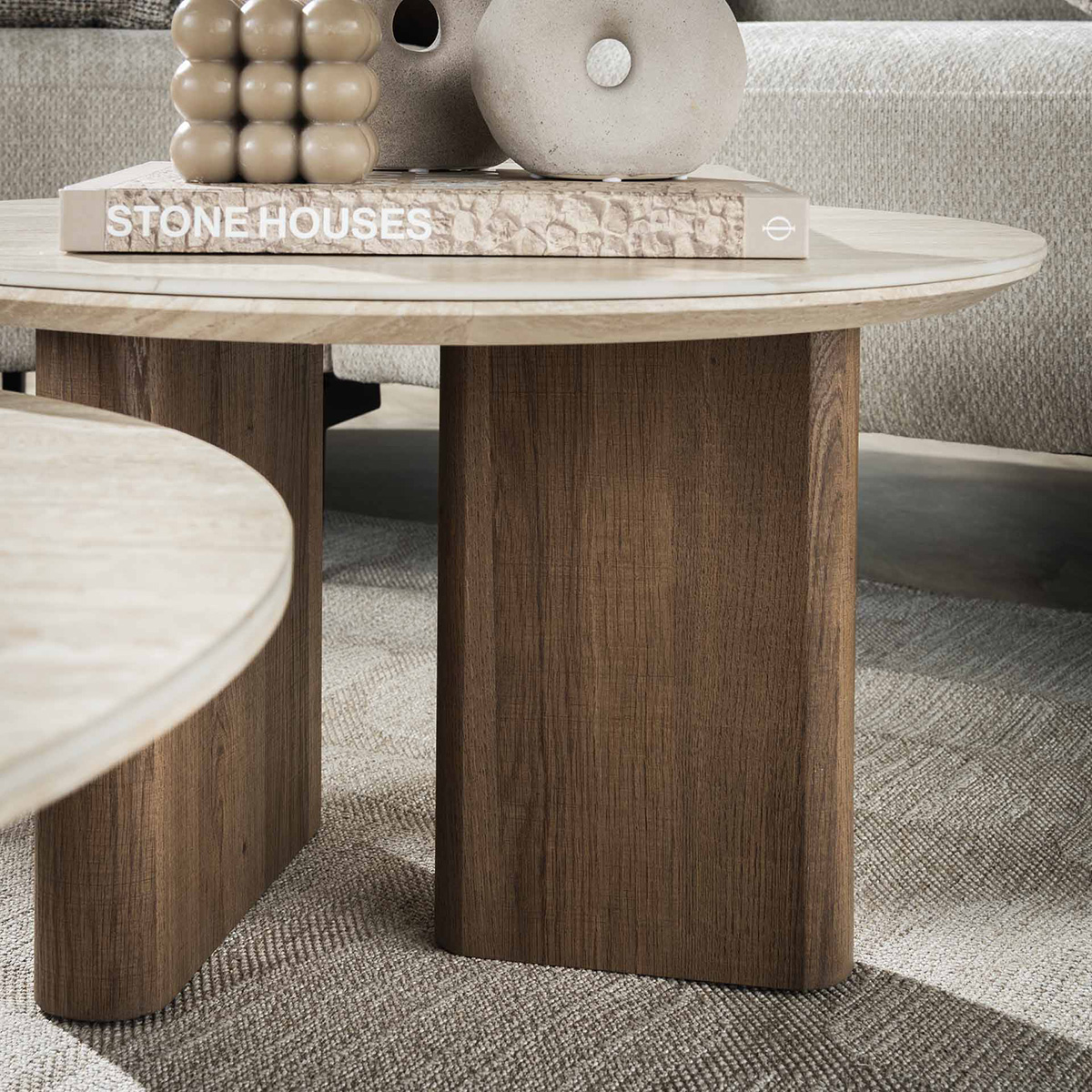 Salontafel Limestone Rond Duo