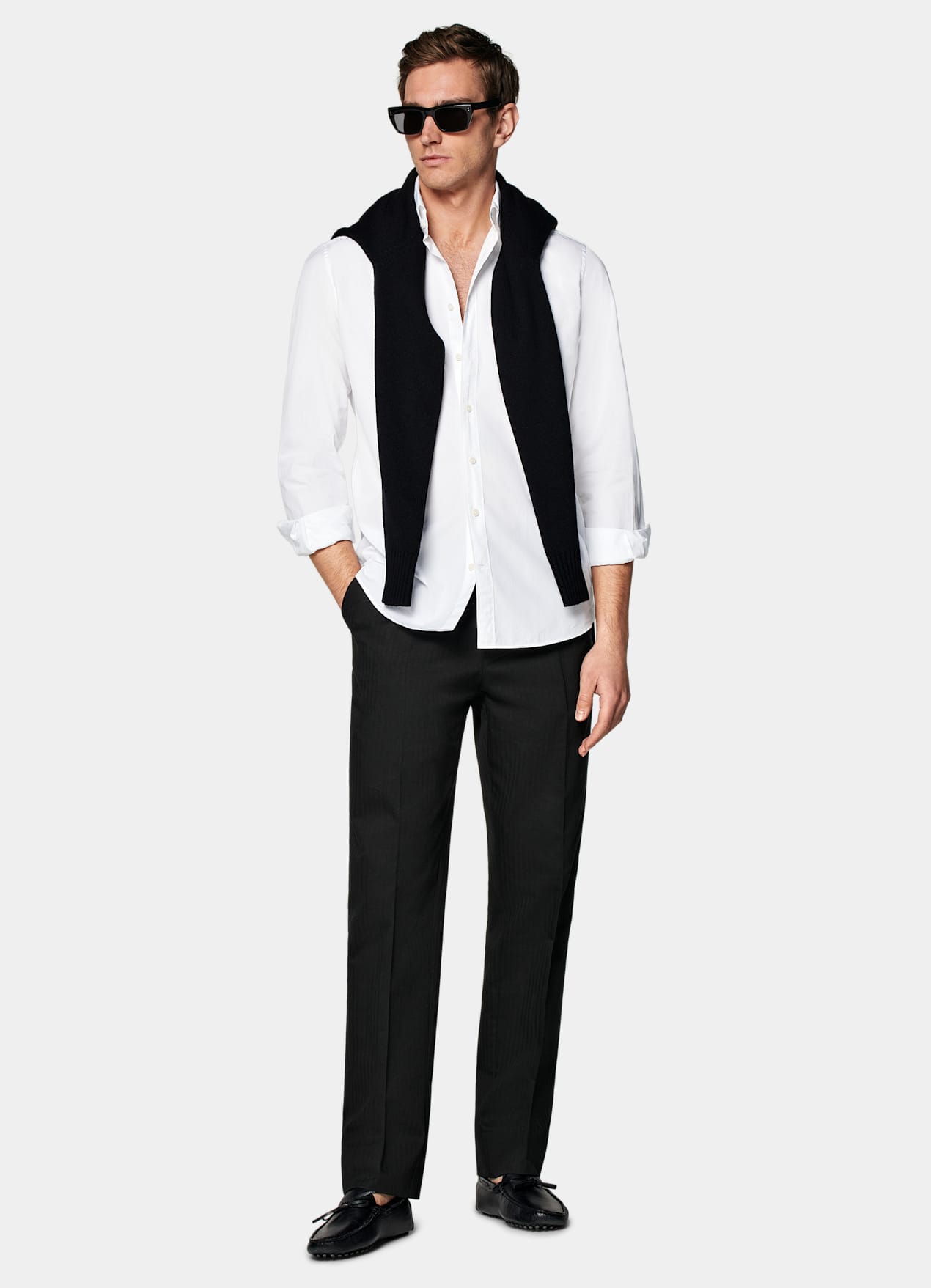 Chemise ajustée en popeline blanche