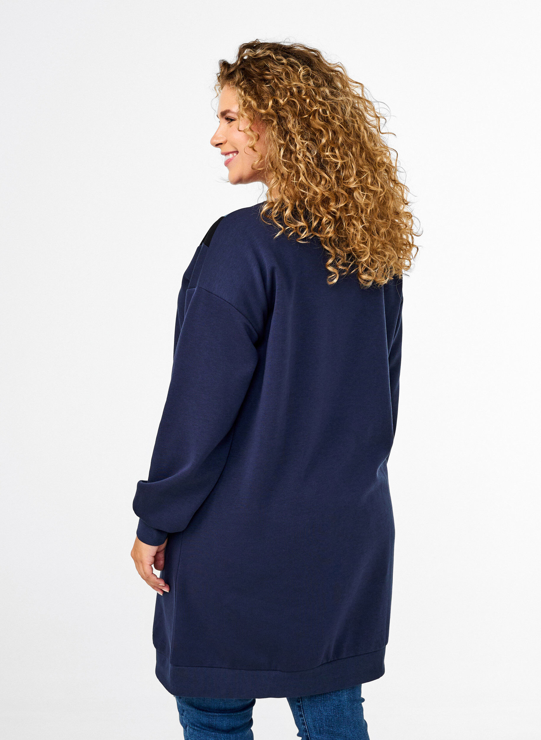 Lang sweatshirt med colorblock