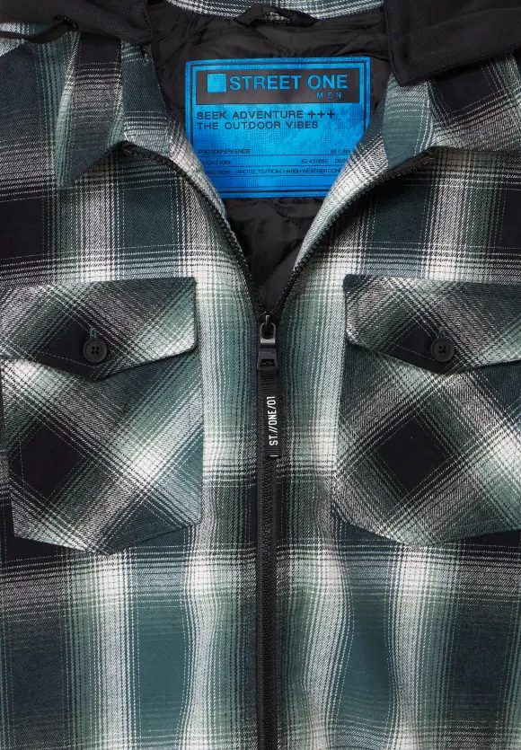 Padded Overshirt mit Kapuze - dark forest green