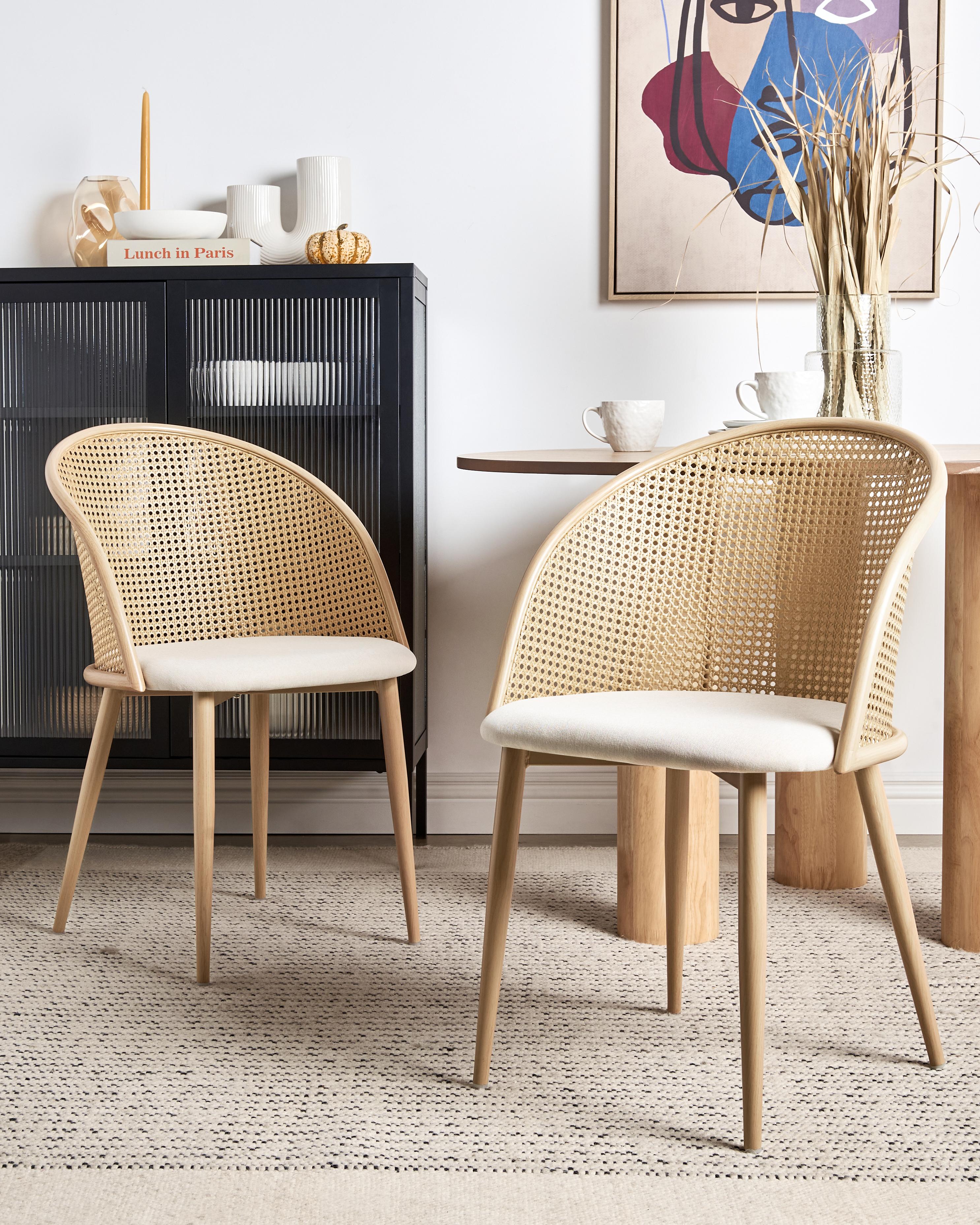 Set van 2 eetkamerstoelen CORNELL Metaal Lichtbeige
