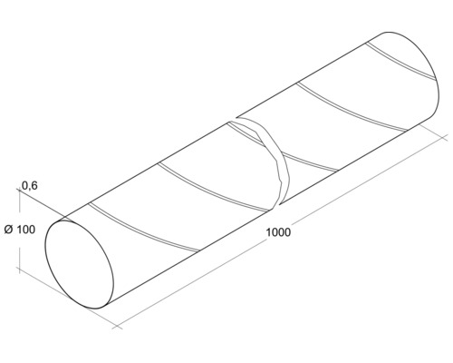 Spiraalvouwbuis Ø 100 mm, lengte 1,00 m