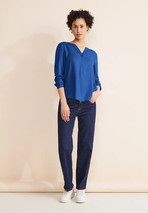 Basic Bluse in Unifarbe - fresh intense gentle blue