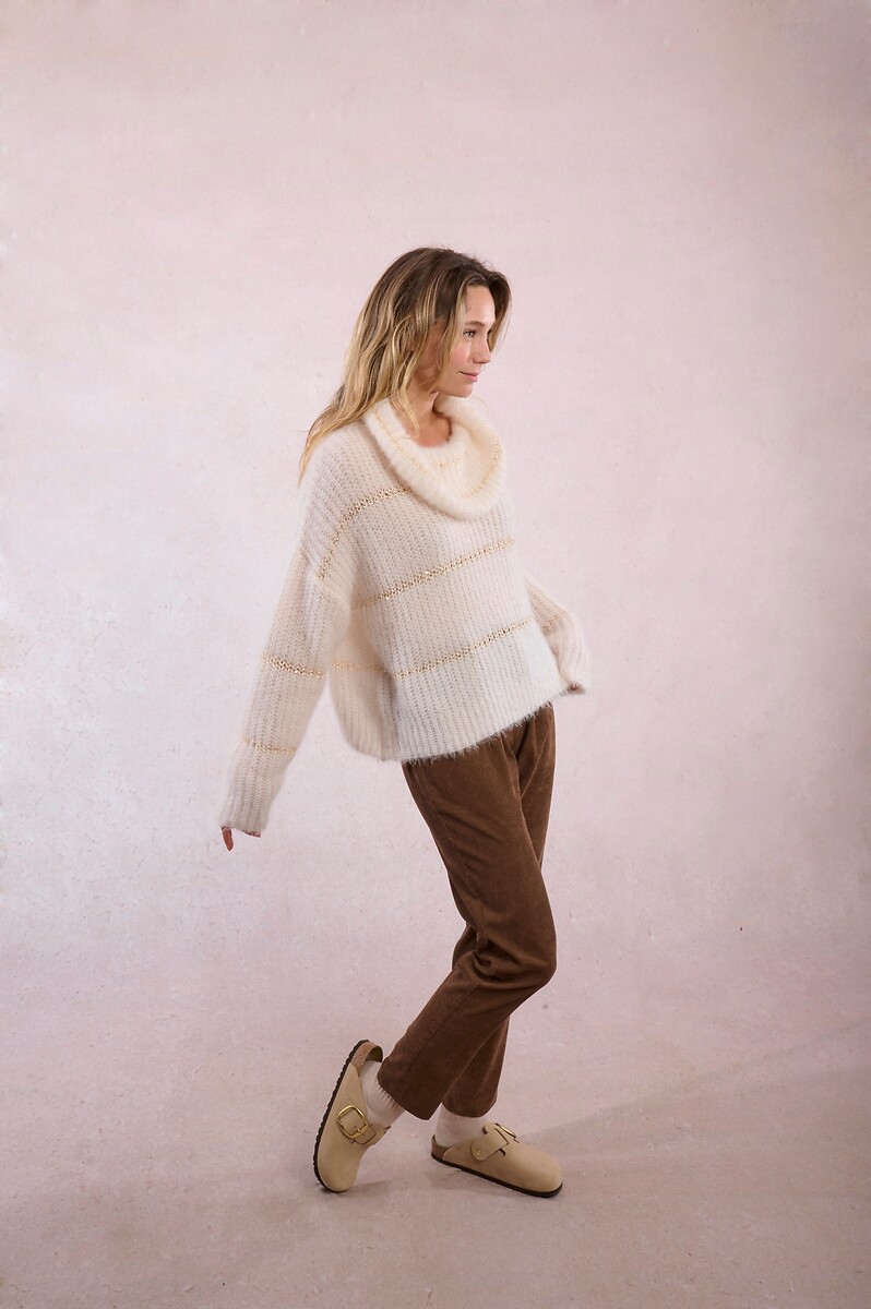 MOLLY BRACKEN<br>Suéter listrado em malha com detalhe em lantejoulas