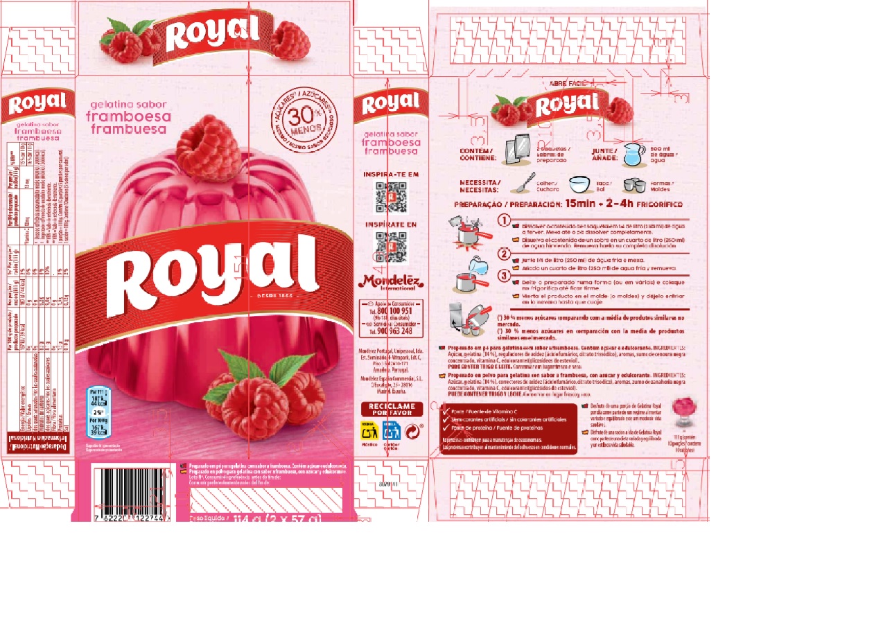 GELATINA ROYAL MORANGO E FRAMBOESA 2X57G