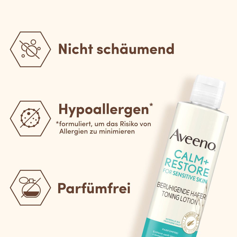Aveeno® CALM+RESTORE Hafer Toning Lotion für empfindliche Haut, parfümfrei