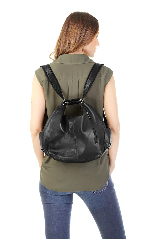 Cluty Laptoprucksack echt Leder, Made in Italy
