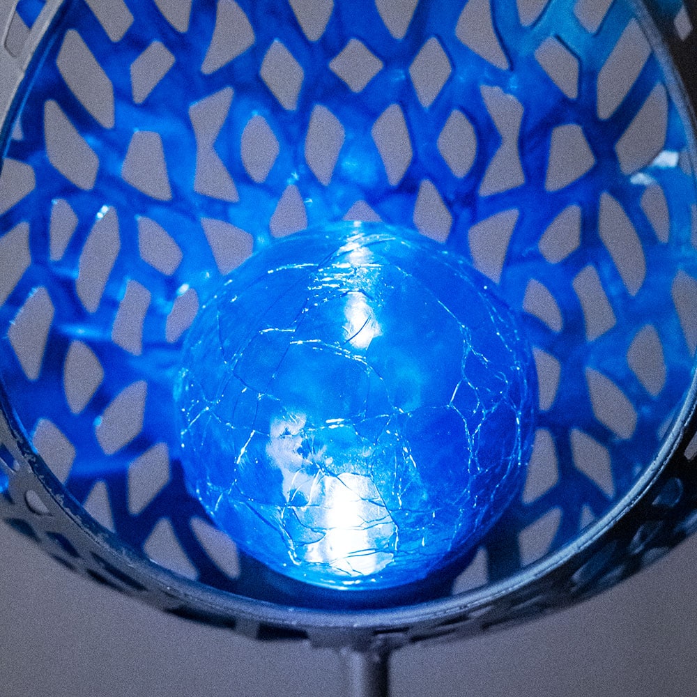 LED Solarleuchte, Flammen-Design, Erdspieß, blau, H 90 cm