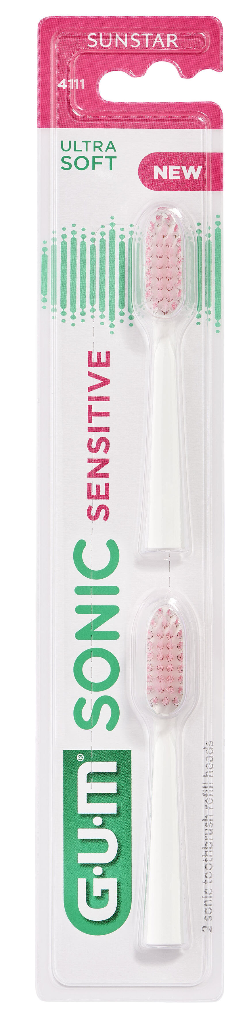 GUM Sonic Daily Sensitive Børstehoder refill 2 stk