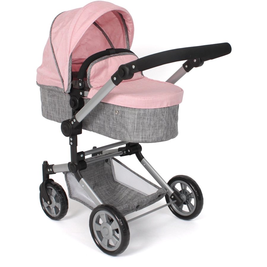 BAYER CHIC Kombi Puppenwagen LINUS melange grau rosa