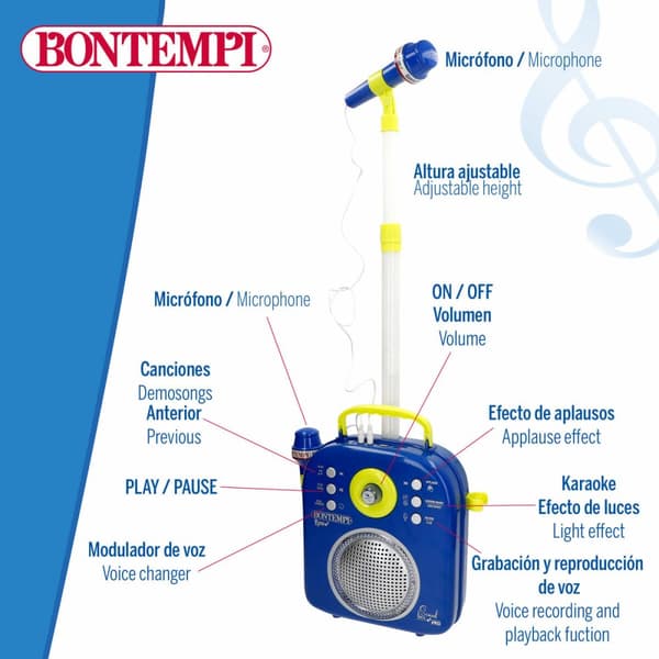 Høyttaler med Karaokemikrofon Bontempi 2 enheter