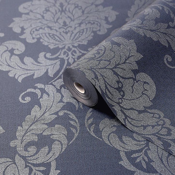 Papier peint vinyle sur intissé GoodHome Ornata bleu