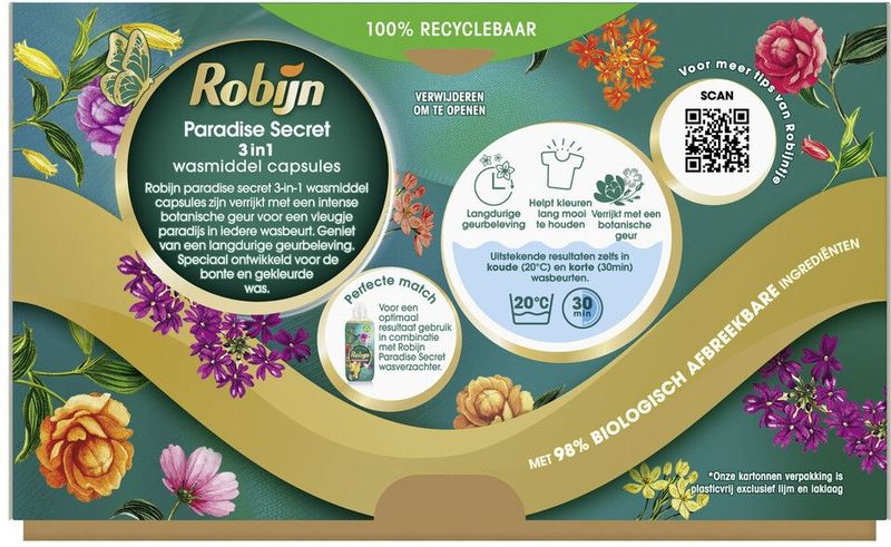 Robijn - Paradise Secret - 3-in-1 Wascapsules - 15 Stuks