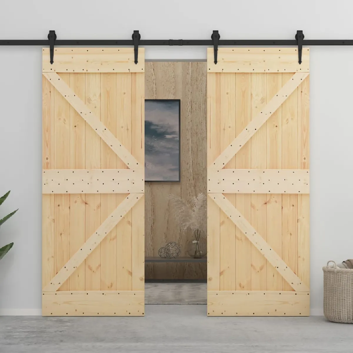 vidaXL Porte coulissante pin massif 80x210 cm