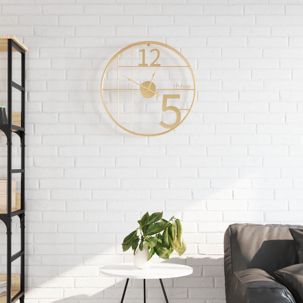 vidaXL Wandklok, goud, Ø50 cm, ijzer