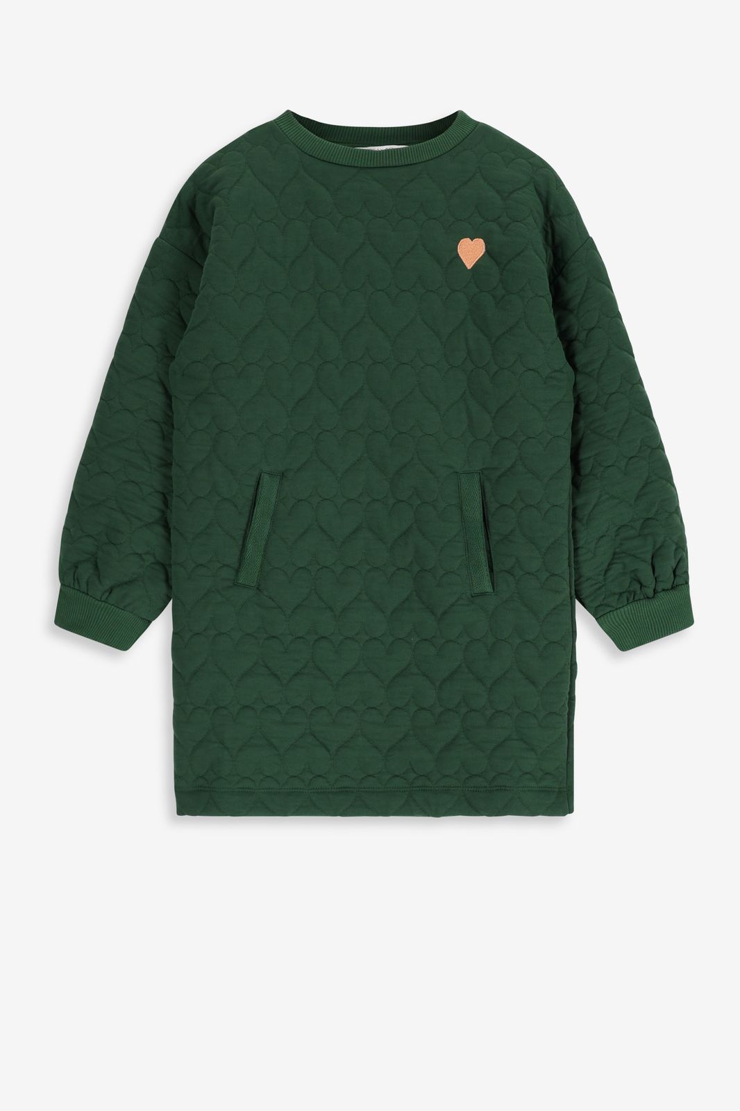 Donkergroene sweatjurk met hartjes