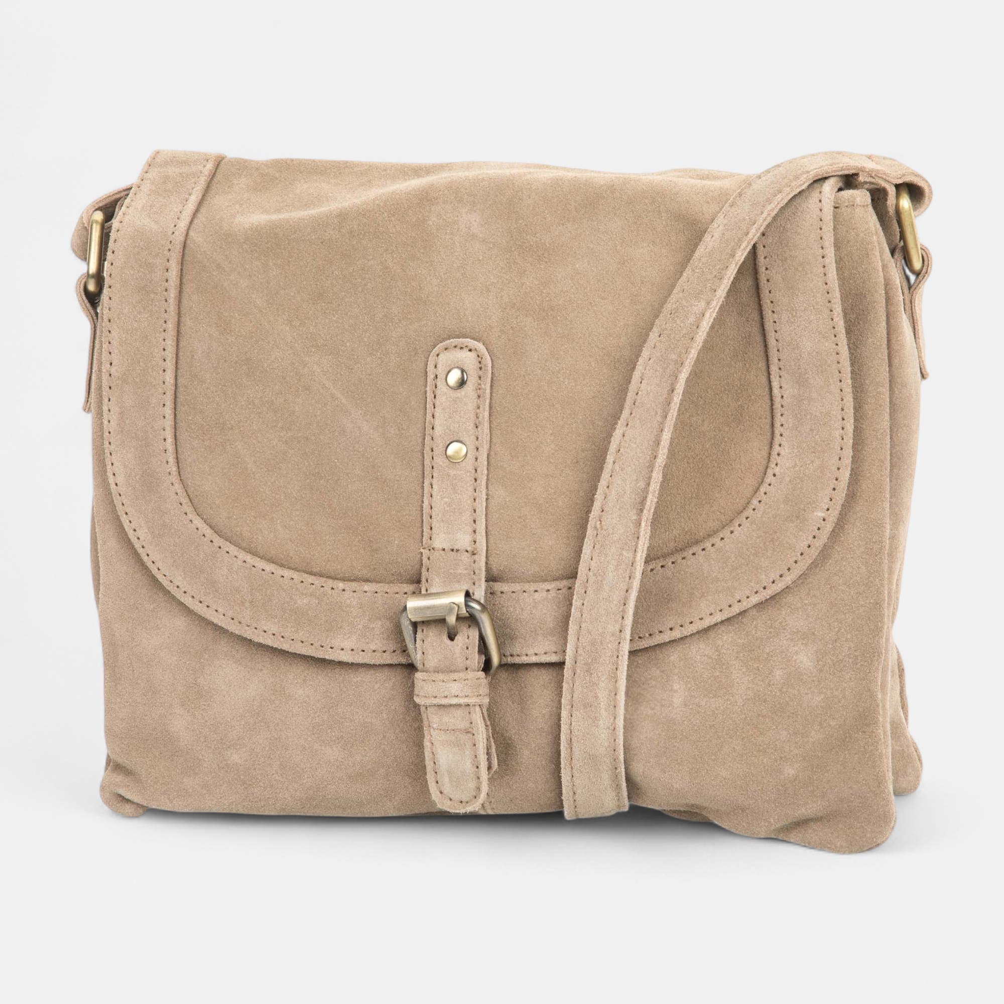 Sac bandoulière en cuir beige