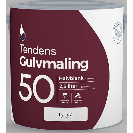 Tendens gulvmaling vf halvblank 50 2,5 liter - lysegrå