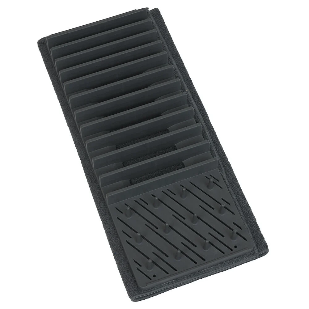 Égouttoir avec tapis pliable gris foncé 11 rangées 12 picots