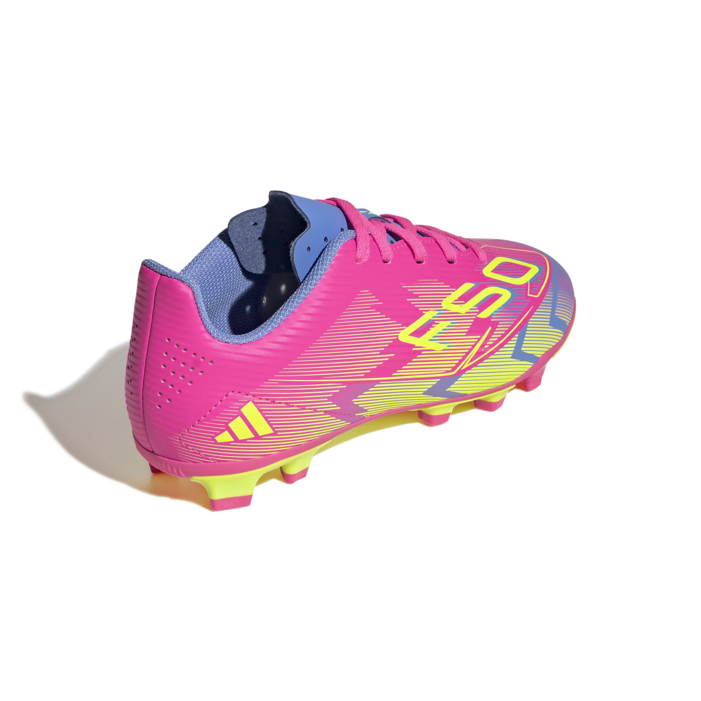 Adidas F50 Club Gras / Kunstgras Voetbalschoenen (MG) Kids Roze Neongeel Blauw