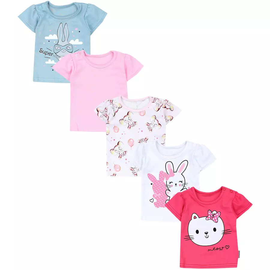 TupTam Baby Mädchen Kurzarm T-Shirt 5er Set rosagrün