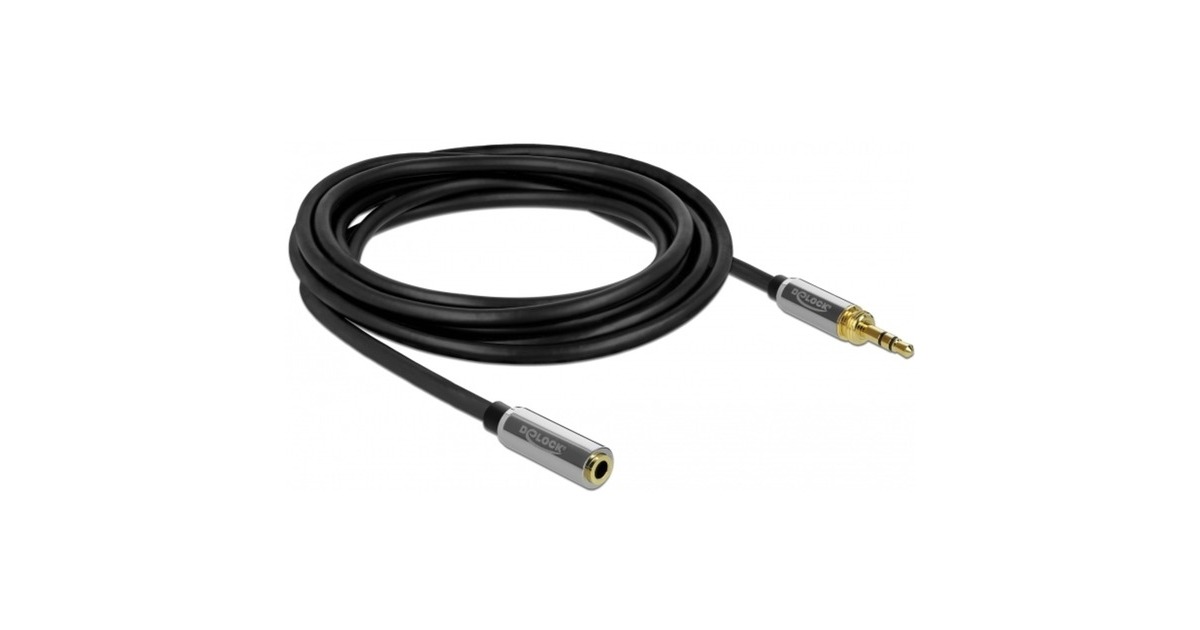 DeLOCKStereo Jack 3,5 mm 3-Pin male > female verlengkabel  (Zwart, 2 meter)