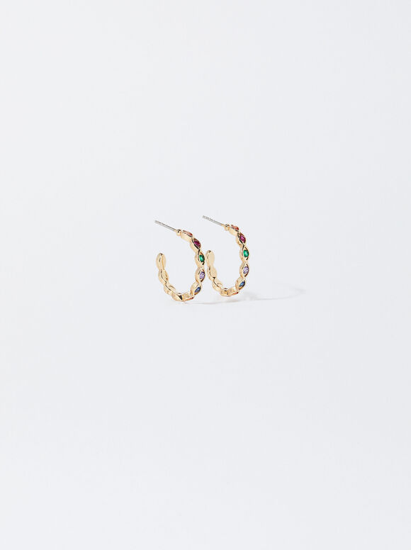 Brincos de argola com zircônias - Multicoloridos