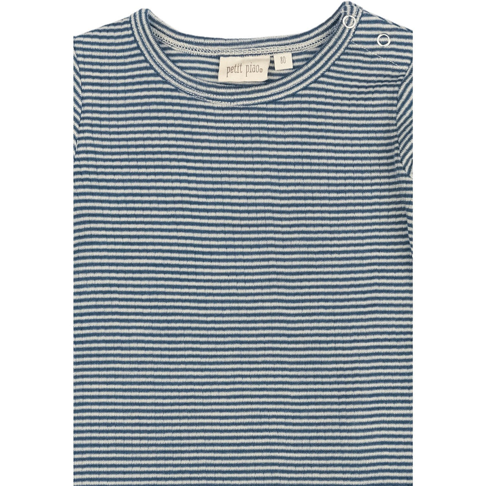 Køb Petit Piao Ensign Blue/dark Off White PPDante T-Shirt L/S Meriono Uld Striped