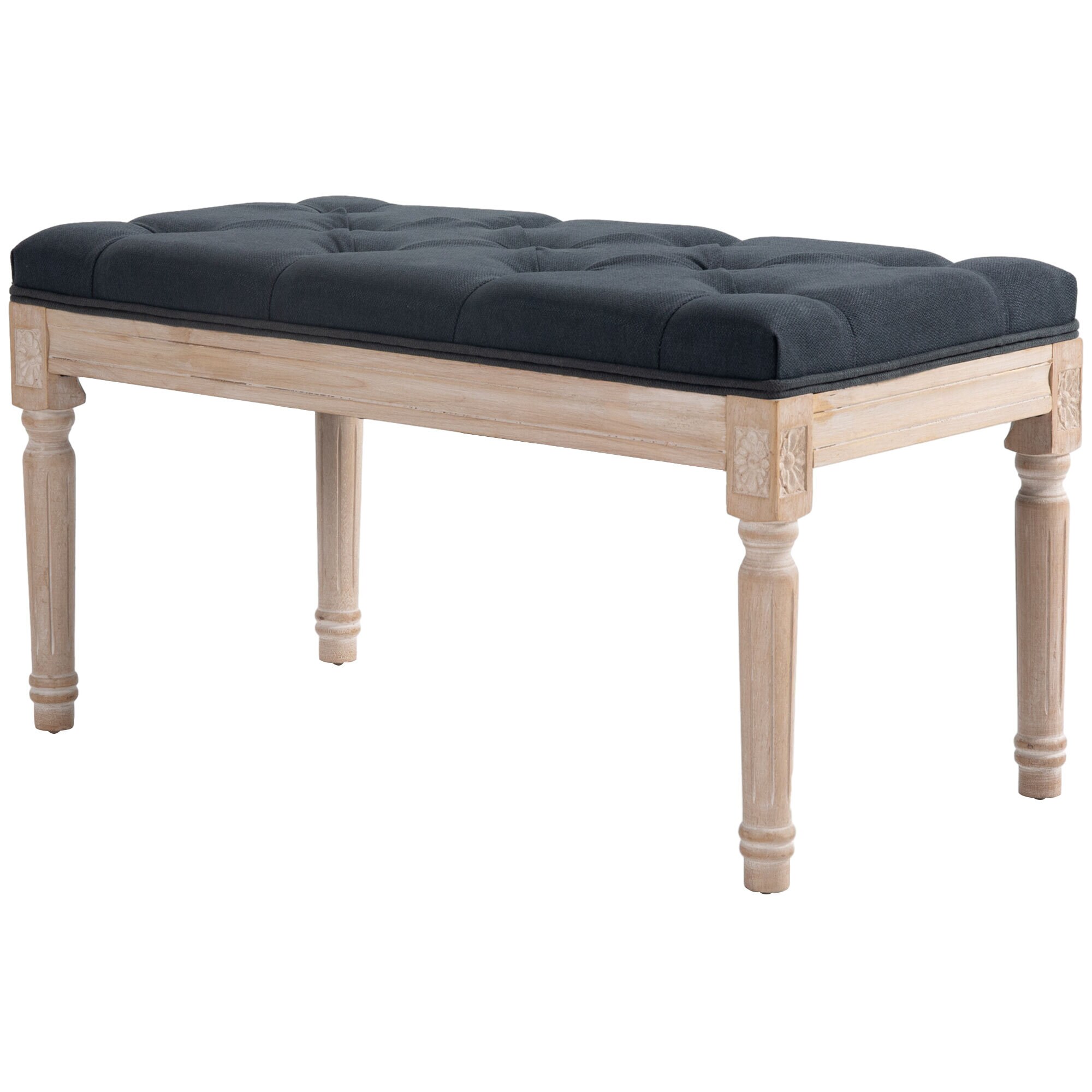 HOMCOM Bettbank mit Knopfheftung grau 80L x 40B x 43H cm