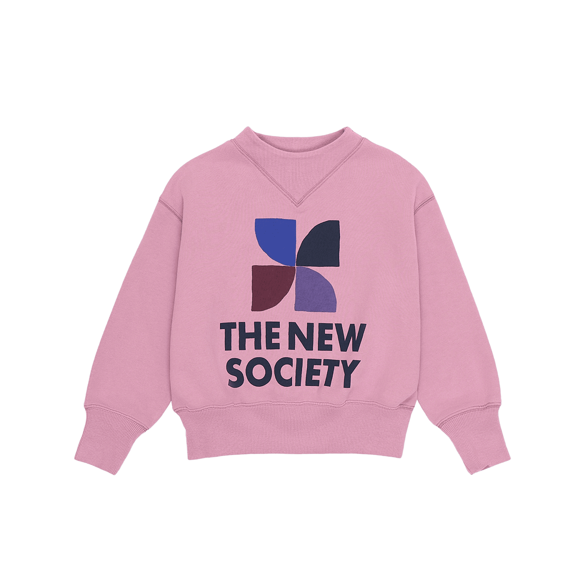 AMARA - Sweat ample col rond en coton sérigraphié | Rose
