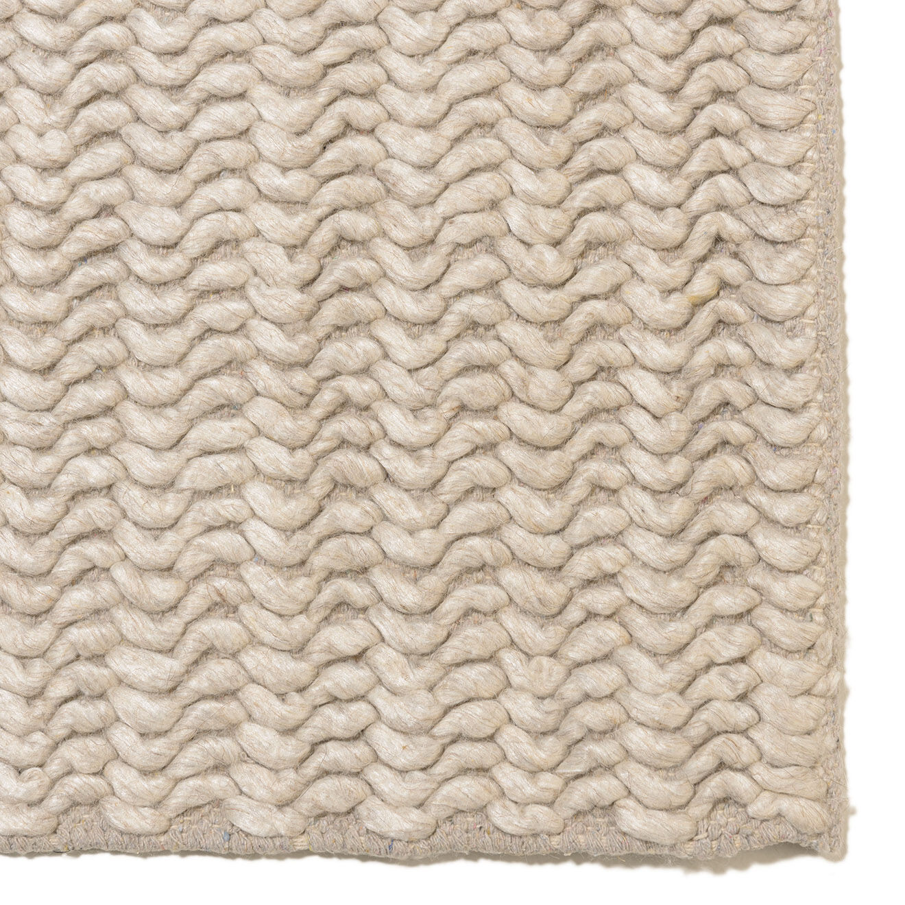 Macabane Tapis en Laine tissée Quentin beige - 230x160 cm