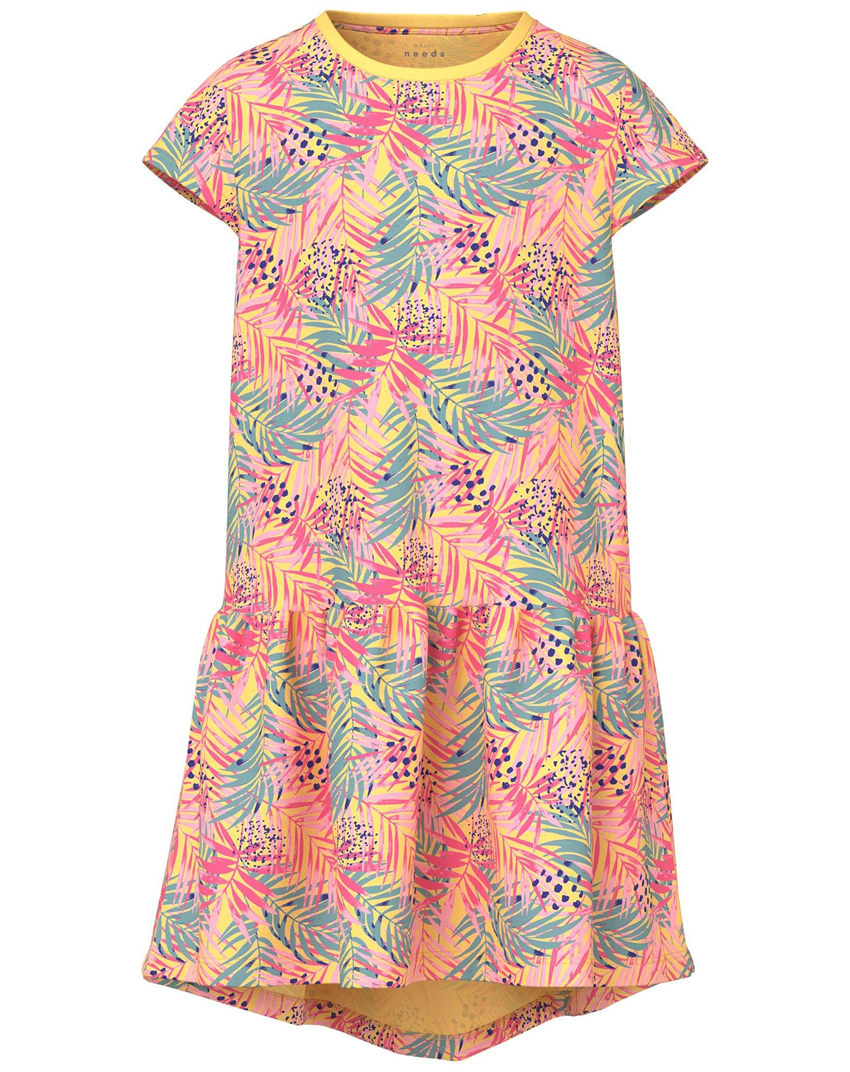 Kurzarmkleid NKFVIGGA LEAVES in yarrow