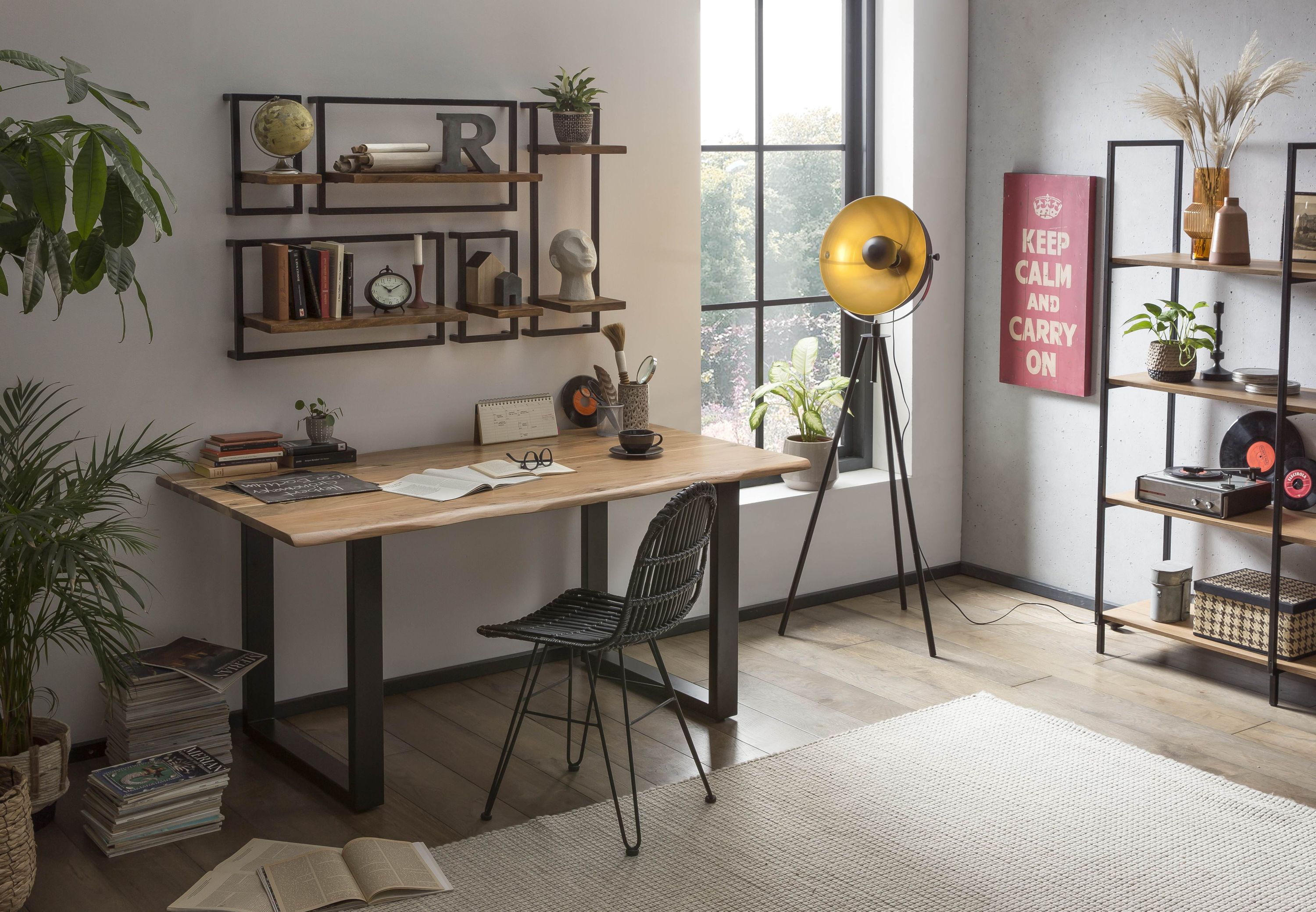 Tisch 180x90 cm Akazie Stahl Esstisch Küchentisch Esszimmer Speisetisch