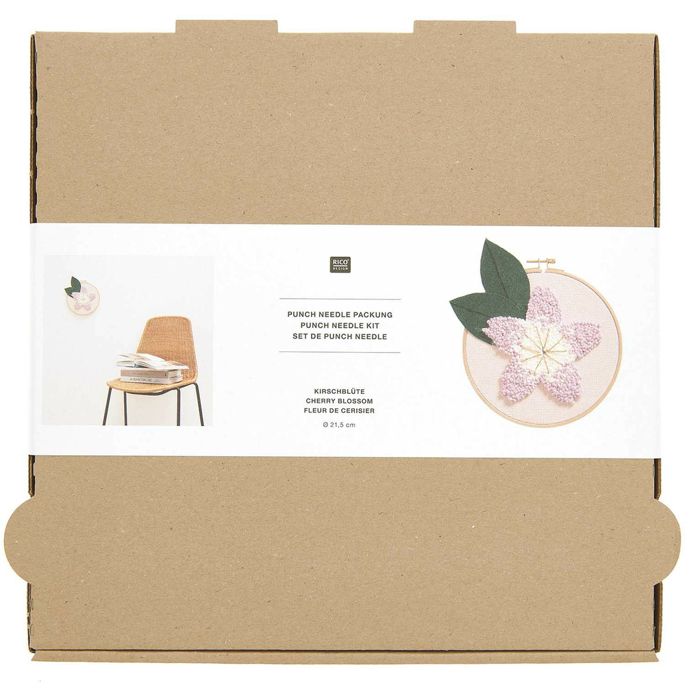 Coffret punch needle fleur du japon ø 21,5 cm