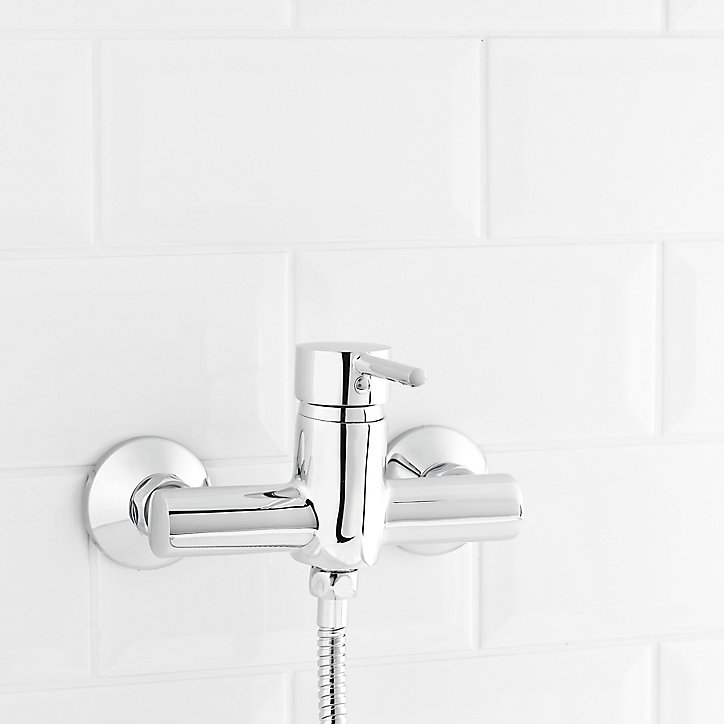 Mitigeur de douche entraxe 150 mm GoodHome Lazu en laiton chromé